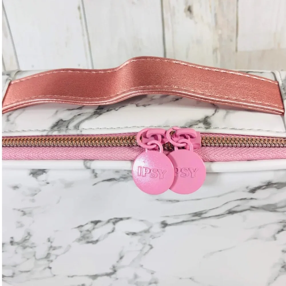 IPSY Marble Makeup Case white and pink NEW.